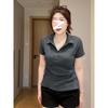 Pure cotton beautiful shoulder slightly fat pure desire POLO collar short-sleeved T-shirt women's summer slim and thin versatile Spice Girl top
