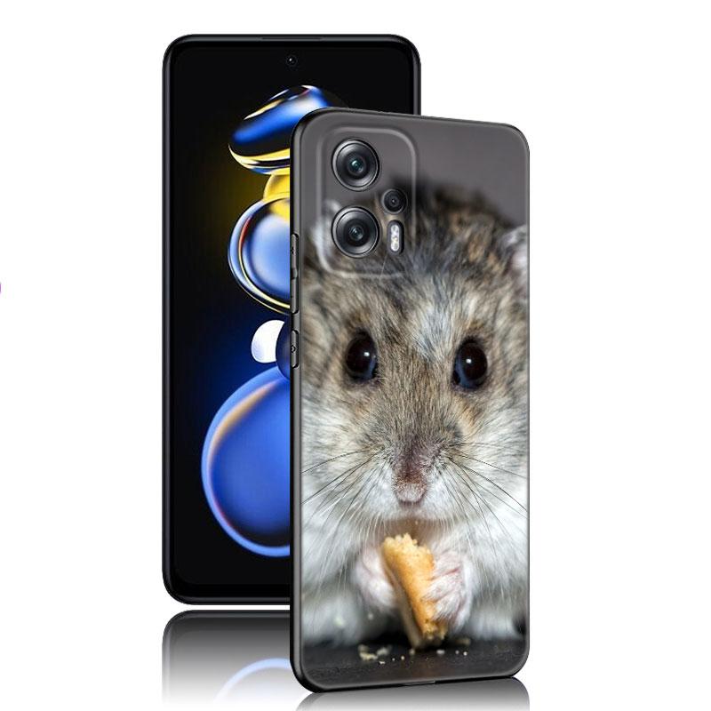 Χαριτωμένη όμορφη μαύρη θήκη σιλικόνης για κατοικίδιο χάμστερ για Xiaomi POCO X3 X4 NFC F5 M3 M4 M6 X5 X6 Pro F3 F4 GT 5G C55 C65 M5