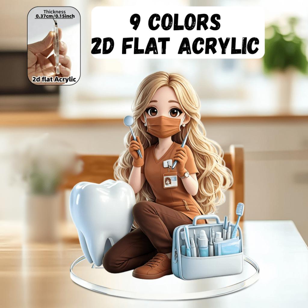 2D Flat Anime Dentist Acrylic Standee 9 Colors Available, Home Dental Clinic Decor Gift For Dentist Dental Hygienist Anime Fans