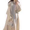 Damen Langer Pullover Lockerer Strickjackenmantel Verdickter Pullover Einfarbige Strickjacke