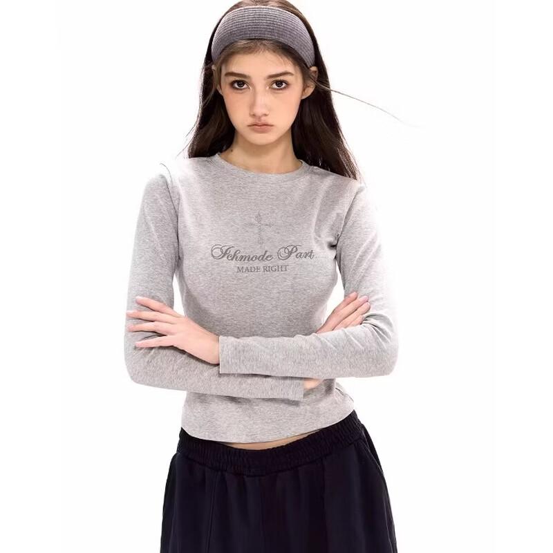 Женская футболка ICH MODE с прямыми плечами, узкого кроя, с длинным рукавом S