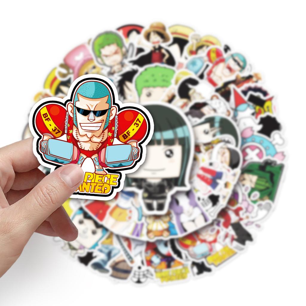 One Piece 50 Pcs Cartoon Anime Waterproof Decorative Stickers For Luggage Travel Case Car Guitar Phone Laptop Skateboard