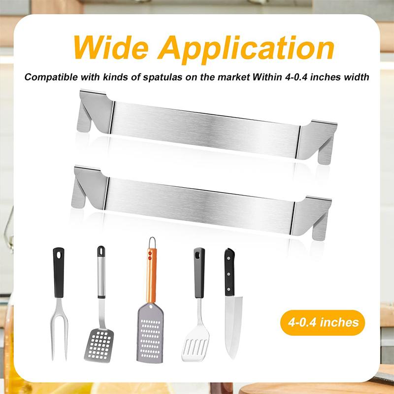 LMETJMA Stainless Steel Griddle Spatula Stand Grill Barbecue Tool Rack Hold Rack Griddle Accessories Holder Clip JT44