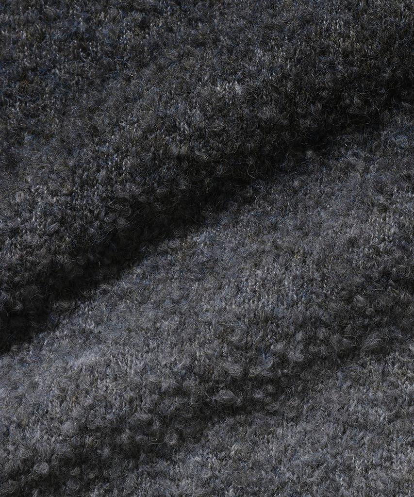 NODU Npn Gradient Boucle Two-Tone Striped Round Neck Long Sleeve Knit [Black]