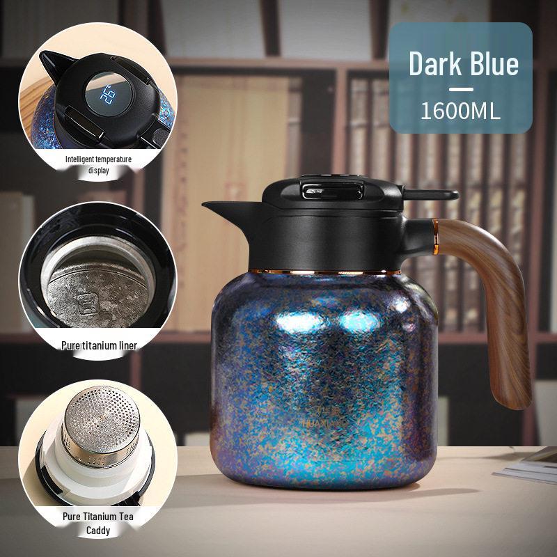 Huaxiang Smart Titanium Tea Pot with Temperature Display - Large Capacity, Insulated for Stewing and Brewing Tea.