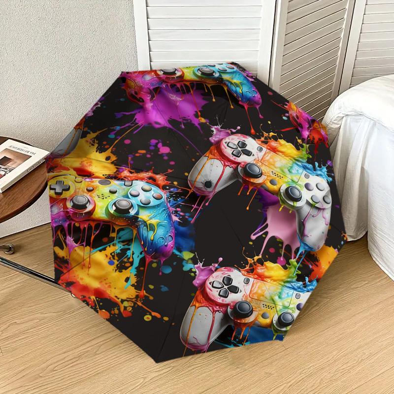 1pc Gamer Splash Pattern Umbrella Design Automatic Opening and Closing Umbrella, High-quality Travel Umbrella,  C1128237