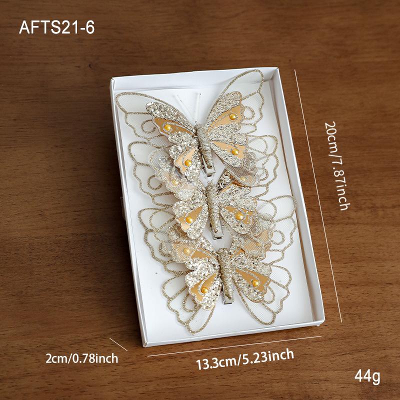New Christmas decoration butterfly Christmas tree pendant glitter simulation butterfly scene atmosphere decoration butterfly