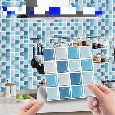 10 piezas Azulejos de pared 3D de mármol mo-saico colorido Adhesivo para azulejos Salpicadero de cocina Autoadhesivo Impermeable Decoración del hogar