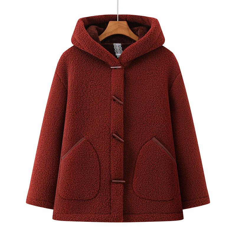 Women's Plus Size Lambswool Hooded Fleece Cardigan