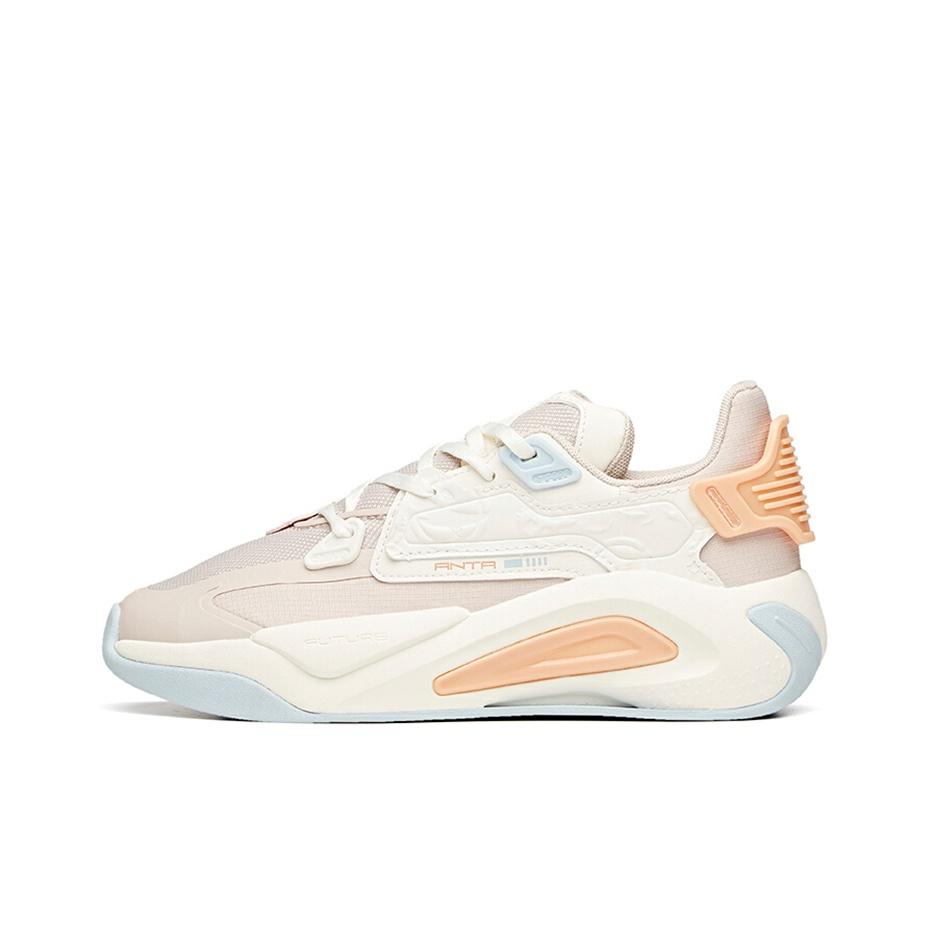 Anta Lifestyle Series Non-Slip Wear-Resistant Low-Top Skate Shoes Women Sneaker Lotus-Gray White 122118083-3
