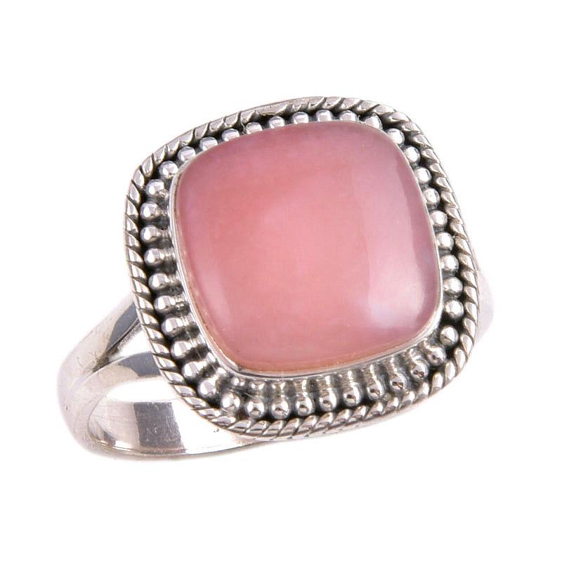 Natural Pink Opal Gemstone 925 Solid Sterling Silver Jewelry Ring Size 9 F6u10