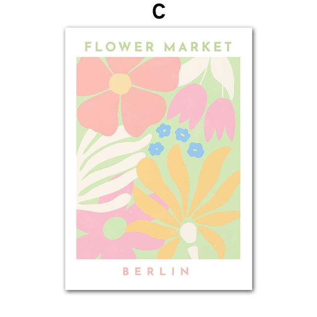 Minimalist Flower Color Block Coral Daisies Nordic Canvas Painting Wall Art Posters Prints Abstract Pictures Living Room Decor