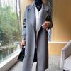 Double-Sided Cashmere Wool Coat: Women's Korean-Style Loose Hepburn Jacket with Suit Collar in Green.