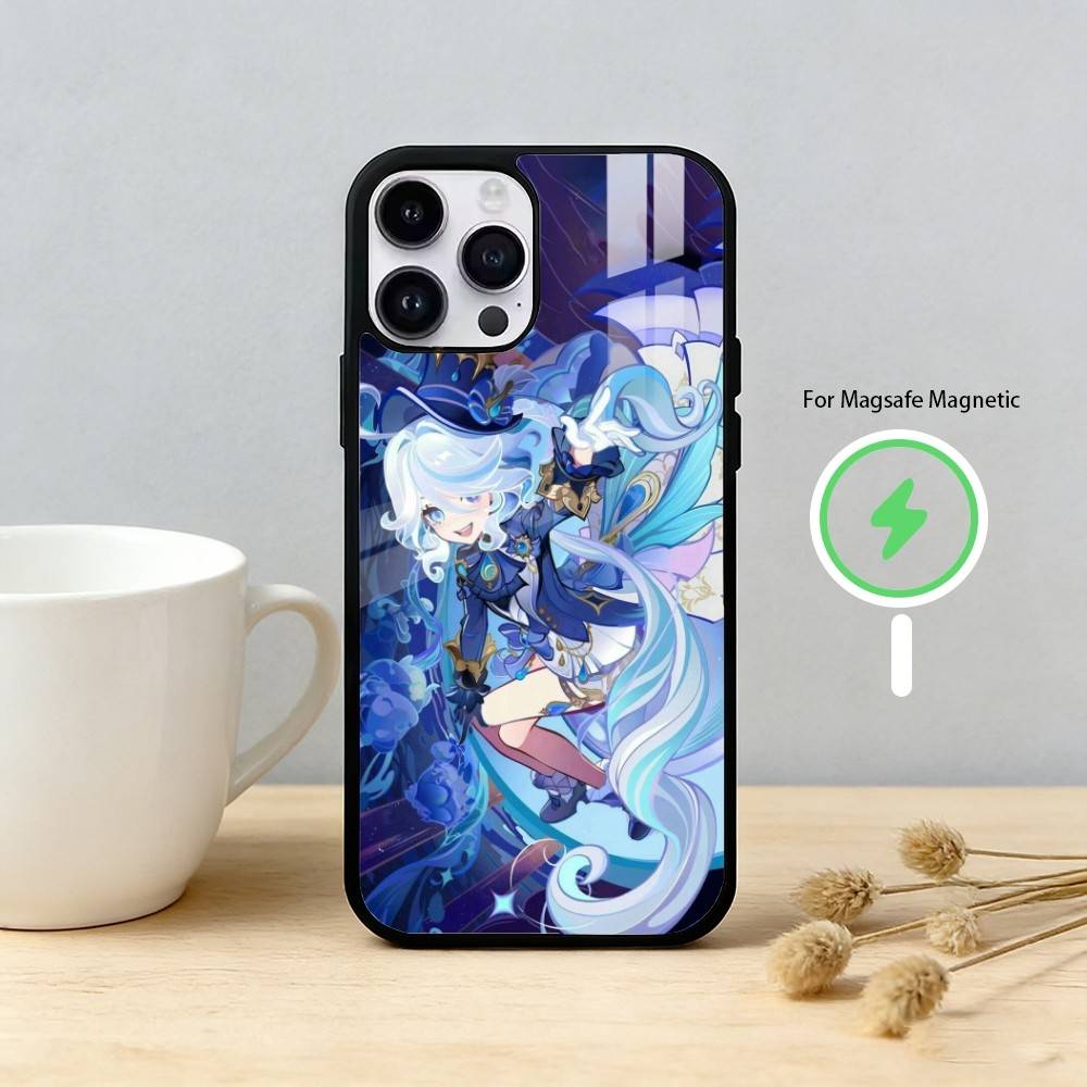 G-Genshin Impact F-Furina Phone Case For iPhone 17/16/15/14/13/12/Plus/Pro/Max for Magnetic Wireless Charging