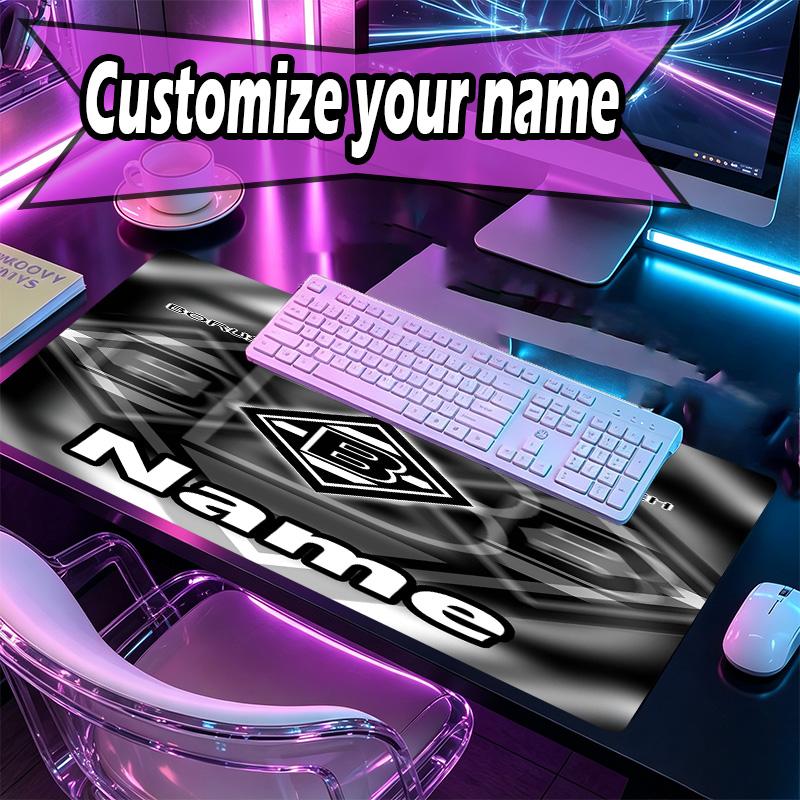 Custom Name Personalized Borussia Monchengladbach Pattern Mousepad, Laptop PC Desk Mat, Decorative Desk Mat for Home Keyboard Pad Gift