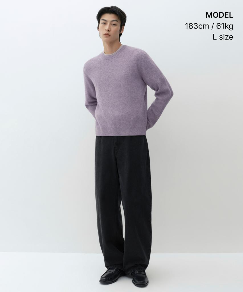 Musinsa Standard [Victoria Wool] Minimal Ribbed Crop Knit [Purple]