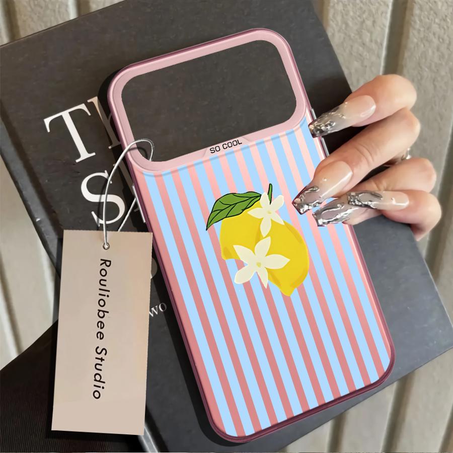 Lemon Cool Stripe Pattern Back Phone Cover Case for iPhone 17 Pro Max XS 15 Plus 14 16 13 Pro Air XR 11 12