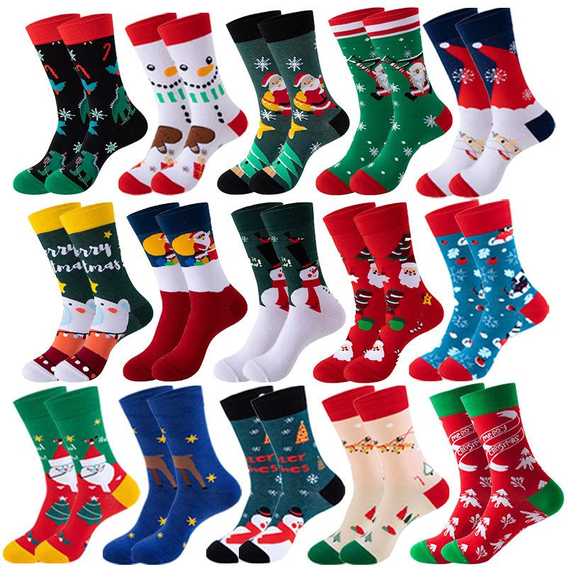 Christmas Stockings Festive Tube Socks Snowman Christmas Tree Stockings Cotton Socks