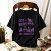 Cats  Books Life Is Beautiful TShirt Cute Kitten Book Stack Purple Graphic Tee Unisex Short Sleeve Shirt Bookworm Cat Lover