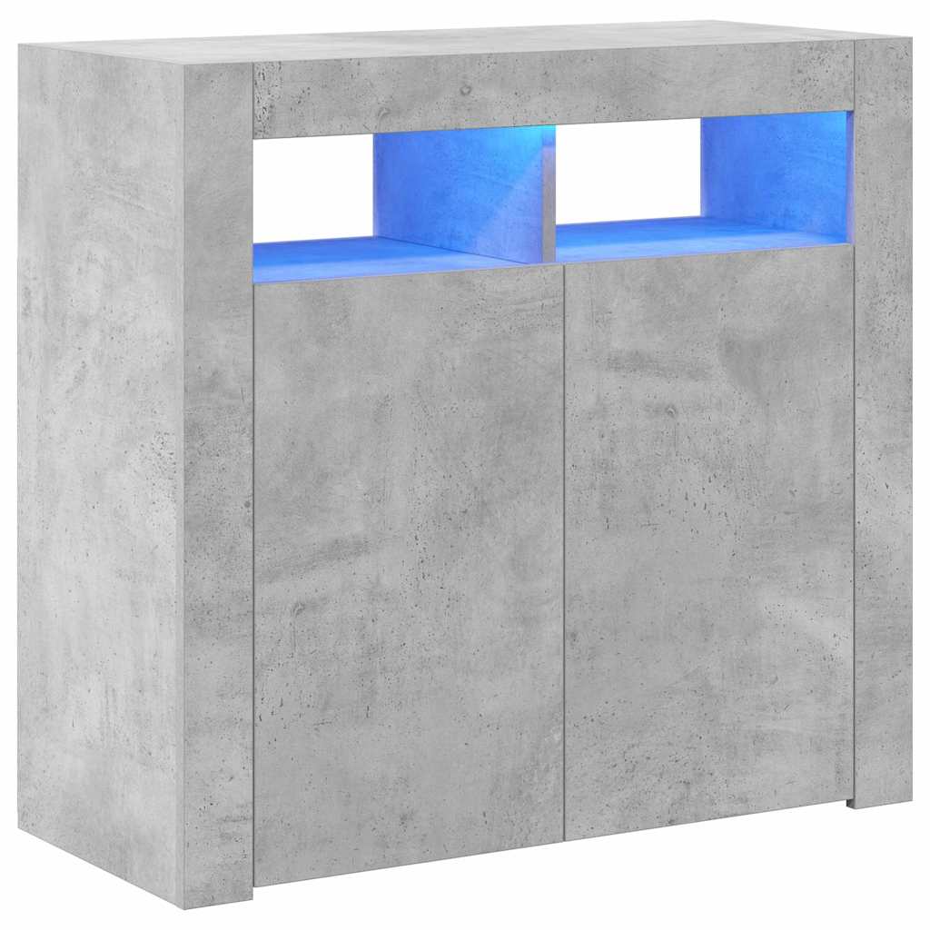Vidaxl Cabinet With LED Lighting, Concrete Gray, 80 X 35 X 75 Cm