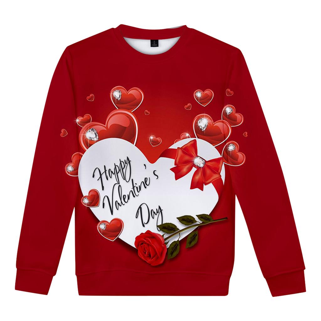 Valentine's Day Fashion Print Loose Long Sleeve Shirts For Men And Women
