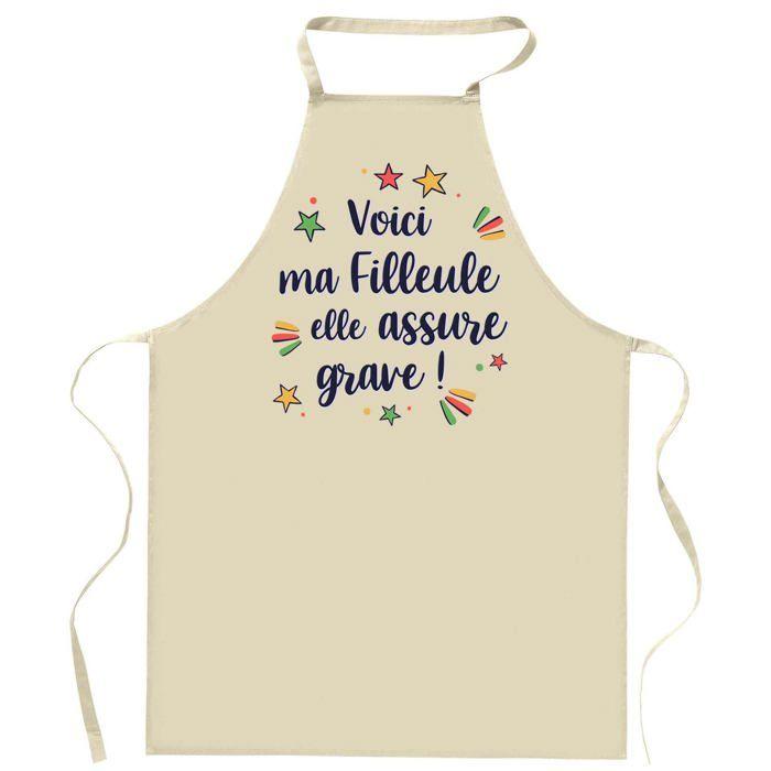 Tablier de cuisine - Filleule elle assure grave ! - Motif bretonne - Coton résistant - Impression France