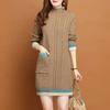 Fleece and Thickened Mid-length Sweater for Women Loose Half Turtleneck Knitted Sweater Fashionable and Casual Hip-hugging Knitted Dress