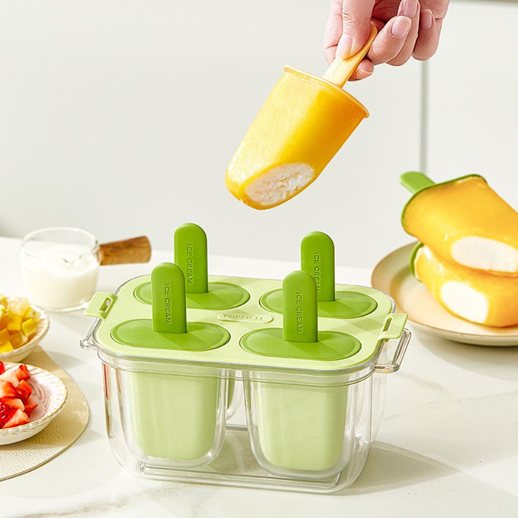 Ice Cream Maker Mold with Stick Food Grade Silicone Homemade Popsicles Mould Double Layer Ice Cubes Tray Kitchen Tool