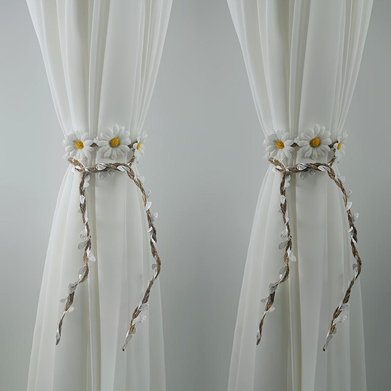 

Набор из 2 креативных растительных лиан, искусственные цветочные крючки для штор, цветочные украшения в богемном стиле, регулируемые прозрачные зажимы для фиксации штор