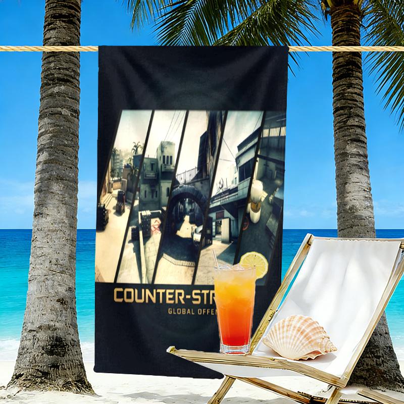 Counter Strike Print Beach Towel Design, Soft, Lightweight. for Home Bathroom, Spa, Pool, Yoga, Surfing, Camping, Gift for Family, Friend