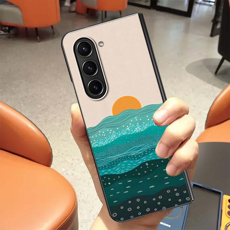 

Back Phone Cover Case for Samsung Galaxy Z Fold 7 6 5 4 3 ZFold3 ZFold4 ZFold5 ZFold7 ZFold6 Ocean Waves Creative Galaxy Z Fold7