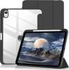 For iPad A16 Case 11th Generation 11inch , iPad 10th 10.9inch Transparent Back Cover Shell Tri-fold Stand with Pen Hold