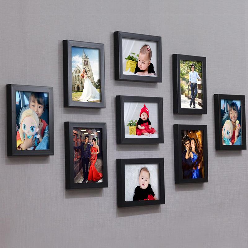 7-Zoll Minimalistisches Modernes Neun-Gitter Wand-Fotorahmen-Set – Stanzfreie Wohnzimmerdekoration