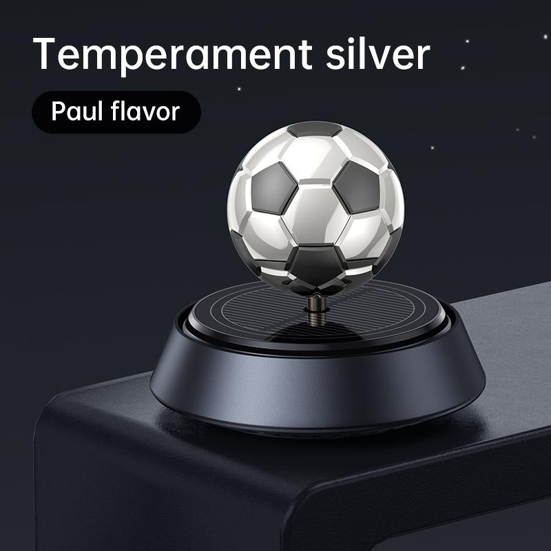 Cool rotating football solar power car air freshener decoration soccer ornament dashboard perfume fragrance diffuser accessories