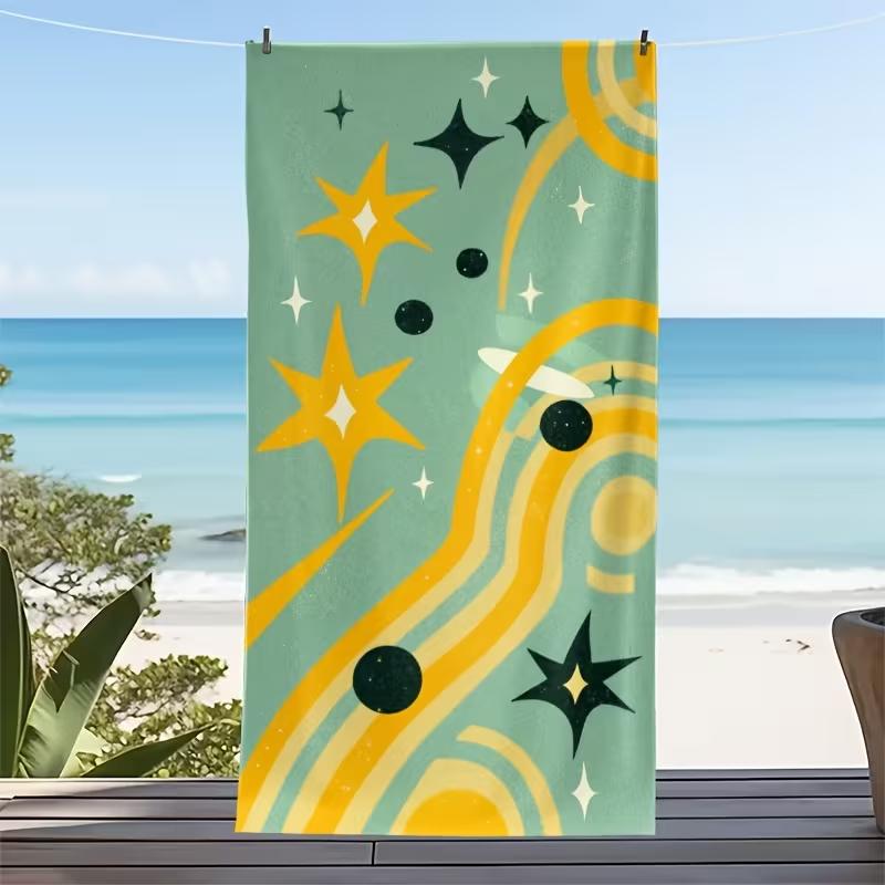 Cute Polka Dot Striped Print Beach Towel Quick Dry Sand-Free Absorbent Lightweight Towel for Summer Beach Swimming Travel