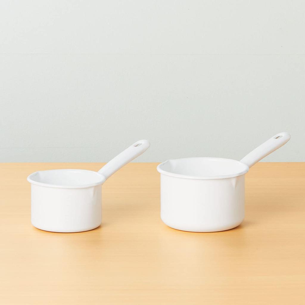 Nichi Nichi Tools Noda Enamel Pot Milk Pan Gas Fire Only Made In Japan White 12cm One-handed YN-M12