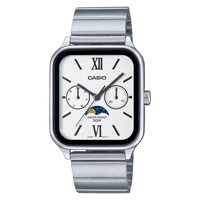 [Casio] Standard Moon Phase Analog Men s Watch MTP-M305D-7A2V - Silver Metal Band