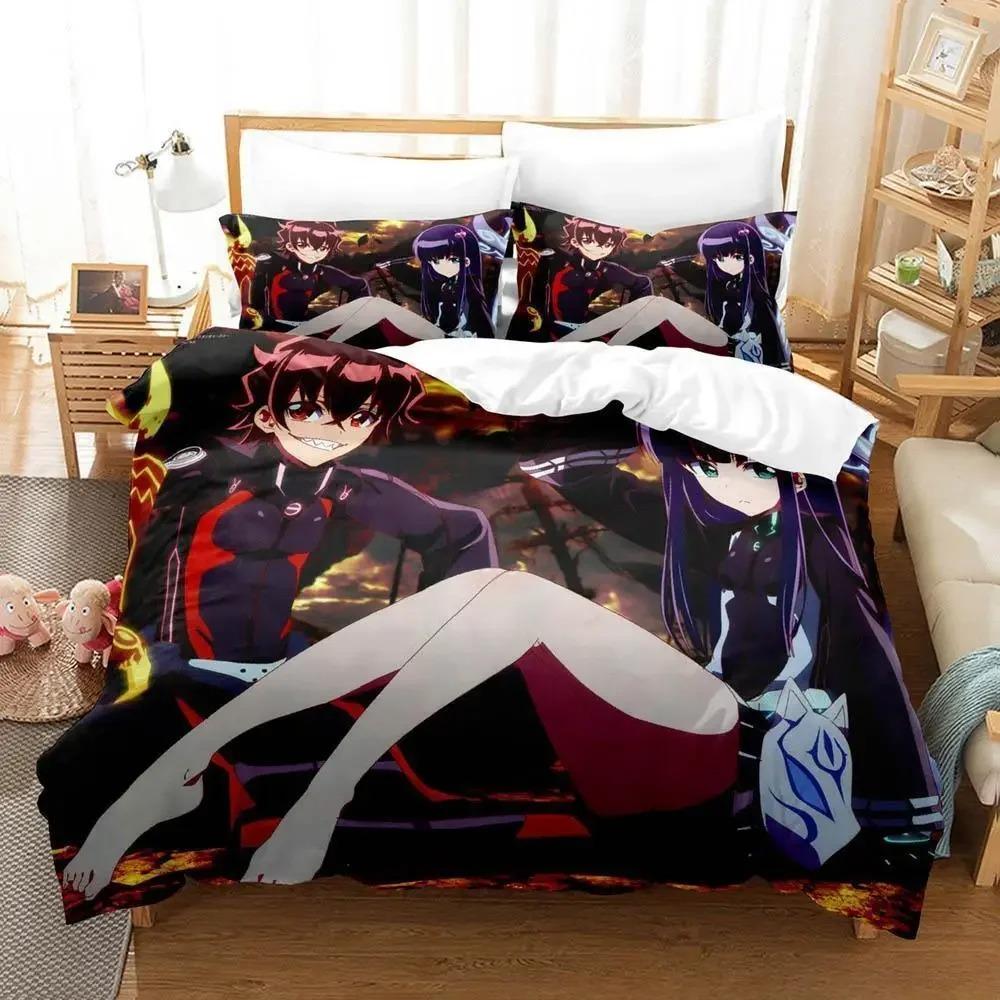 Twin Star Exorcists Bedding Set Cartoon Anime Three-piece Set Adult Kid Bedroom Duvet Cover Sets 3D Print Kawaii Girl Literie