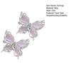 1 Pair Women Stud Earrings Double-layered 3D Butterfly Faux Opal Polished Anti-slip Ear Studs Prom Dating Party Ear Jewelry