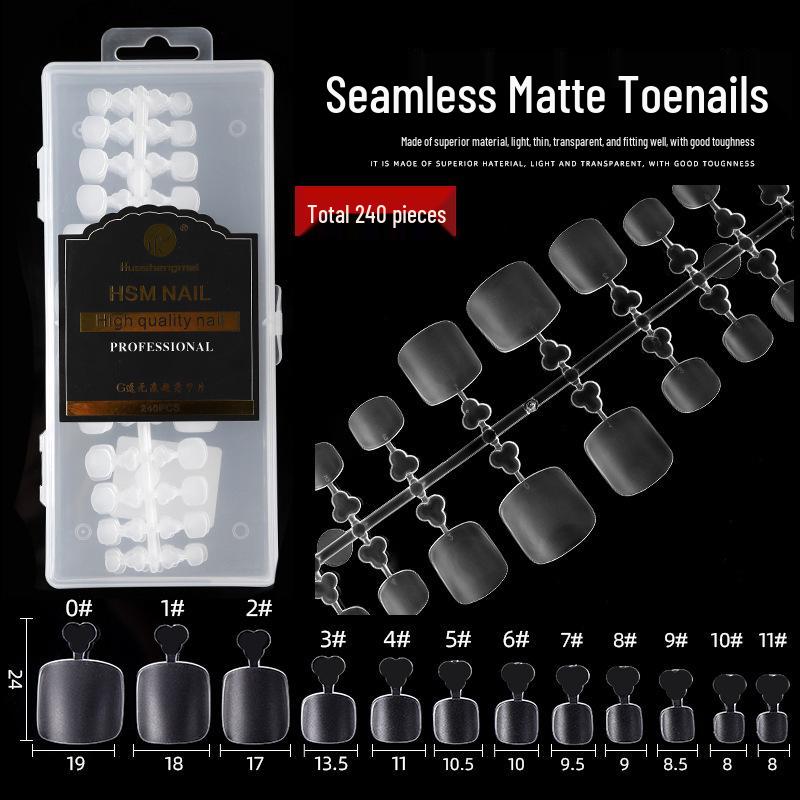 

Ultra-Thin Traceless Matte Toenail Art Patches - Full Cover, No Filing Needed, Transparent Fake Nail Tools