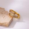 Geometric Zircon Hug Rings for Women Stainless Steel Gold Color Wedding Adjustable Ring New Fashion Zircon Gift anillos mujer