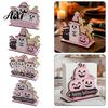 Festive Tissue Paper Organizer Halloween Wooden Napkin Holder, Cute Pastel Pumpkin Ghost Black Cat Tabletop Dispenser, Macaron Color Decor Waterproof