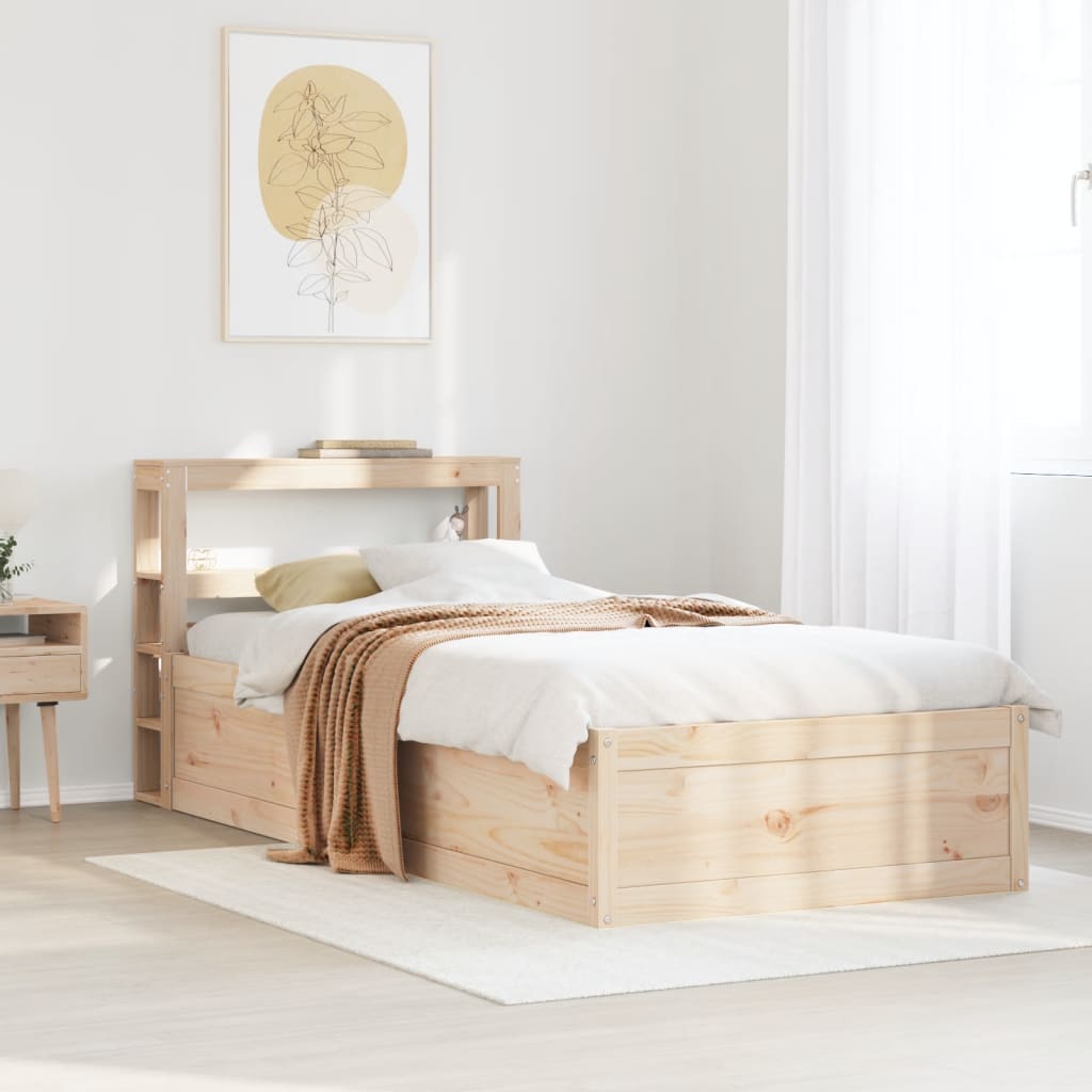 Vidaxl Bed Frame with Headboard, 90x190 Cm, Solid Pine Wood