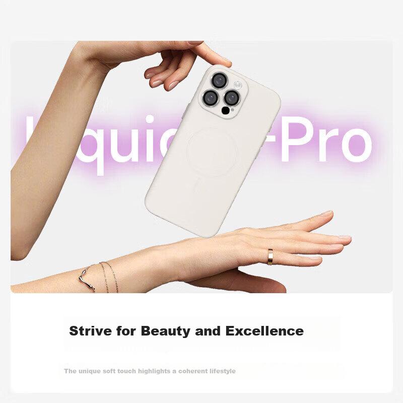 With Built-In Camera Lens ProtectorMagnetic Charging Case for Apple IPhone 15 Pro Max, Liquid Silicone Full Protection Shockproof MagSafe Cover