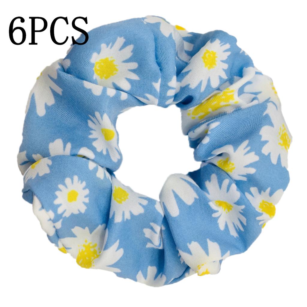6 Stück/Los Haargummis Elastisches Band Damen Halter Gummiband Zubehör Chiffon Sonnenblume Gänseblümchen Blume Niedliche Kopfbedeckung