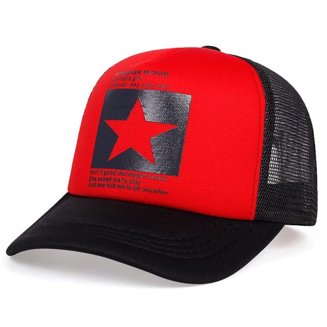 Unisfive-Pointed Star Printed Baseball Cap Spring Summer Breathable Net Caps Men Women Outdoor Sun Shade Hat Adjustable Wild Hat