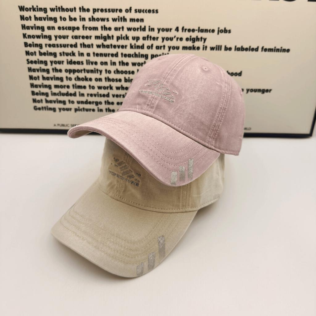Washed and old embroidered baseball cap soft top three bars cap men's and women's retro versatile face small visor