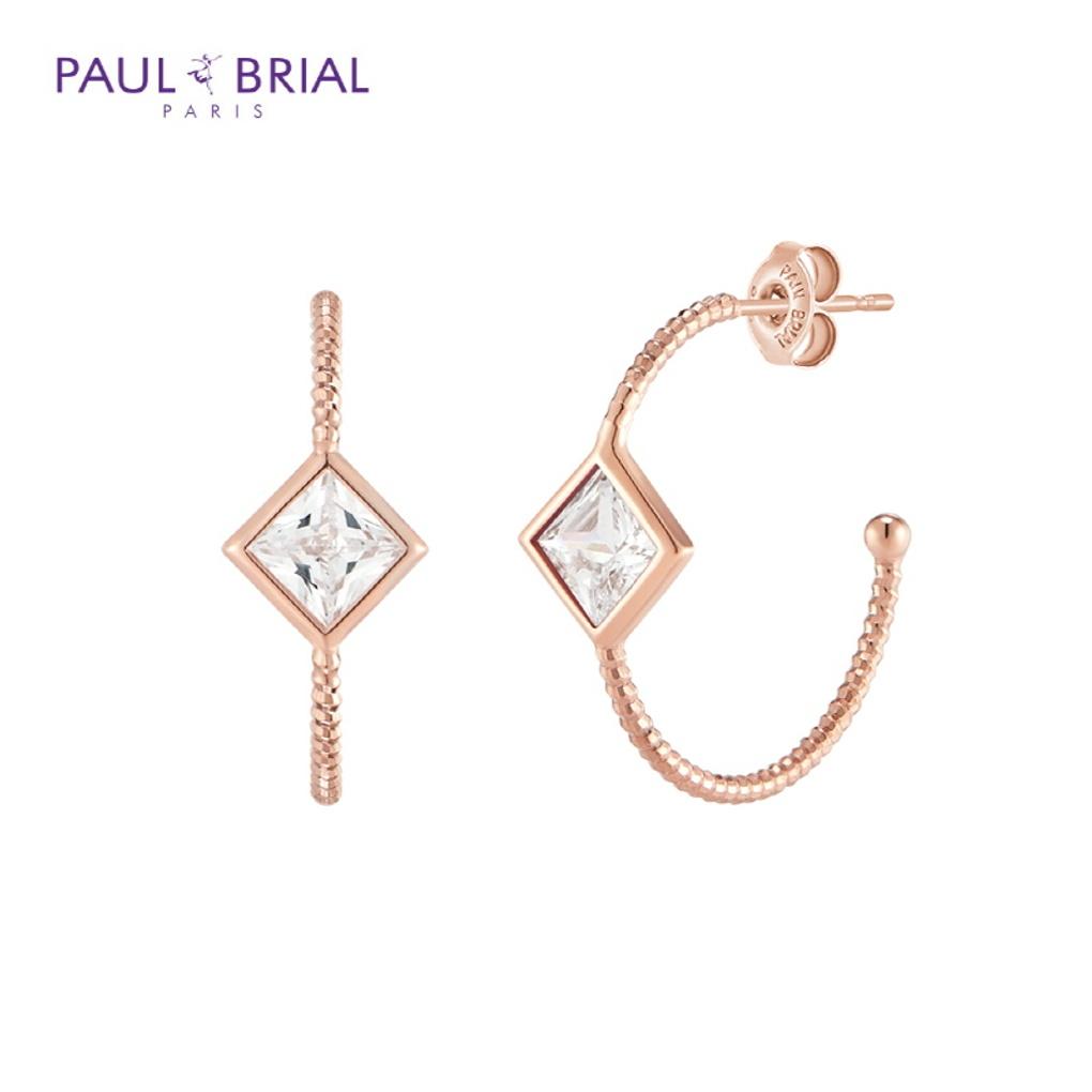 

PAULBRIAL [SILVER] PYSE0039 (PG) Princess Hoop Ring Earrings_WHITE