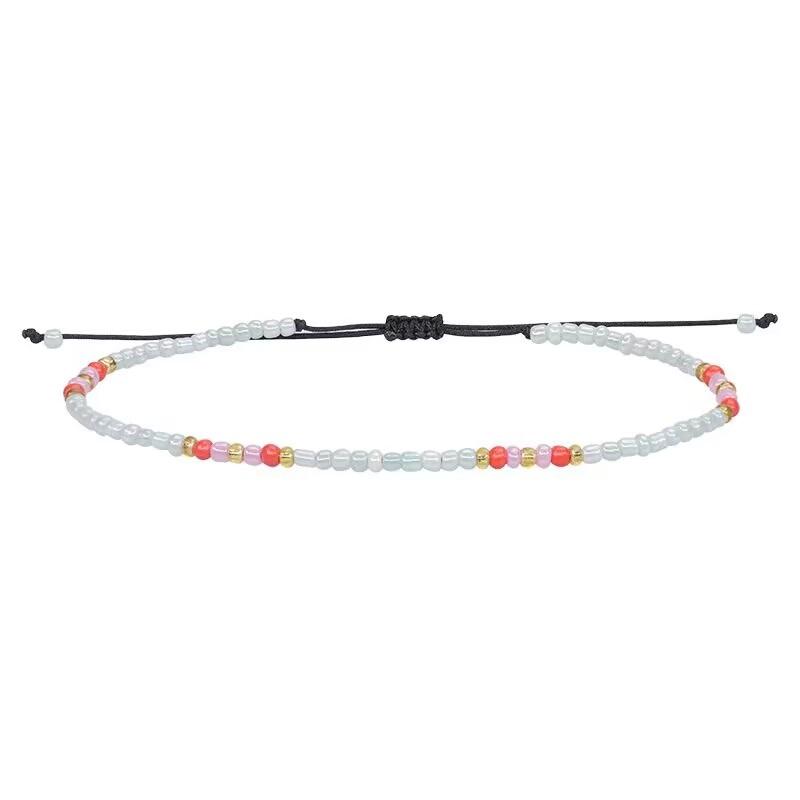 Handmade Bohemian Multicolor Rope Colorful Rice Bead Bracelet Wax Thread Woven Friendship Bracelet For Women Party