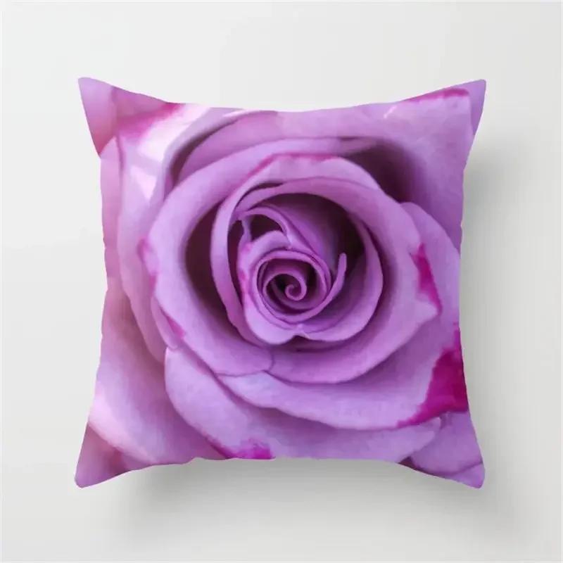 Rose Flowers Polyester Cushion Cover  Nordic Style Home Decoration Throw Pillow For Sofa Bed Car Pillow Case